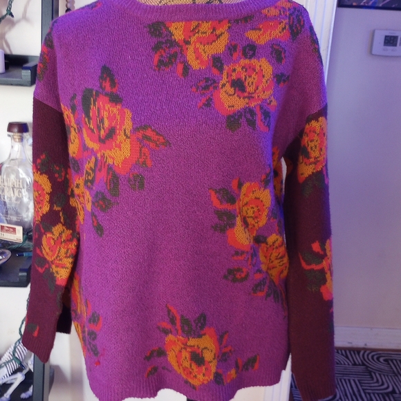 The Pioneer Woman Sweaters - The Pioneer Woman Floral Knit Sweater - Purple and Orange